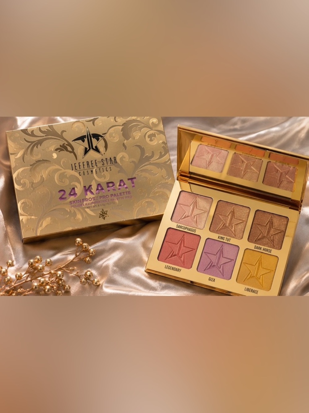 Jeffree Star 24 Karat Skin Frost Pro Palette — Gold, Pink & Purple Highlighters